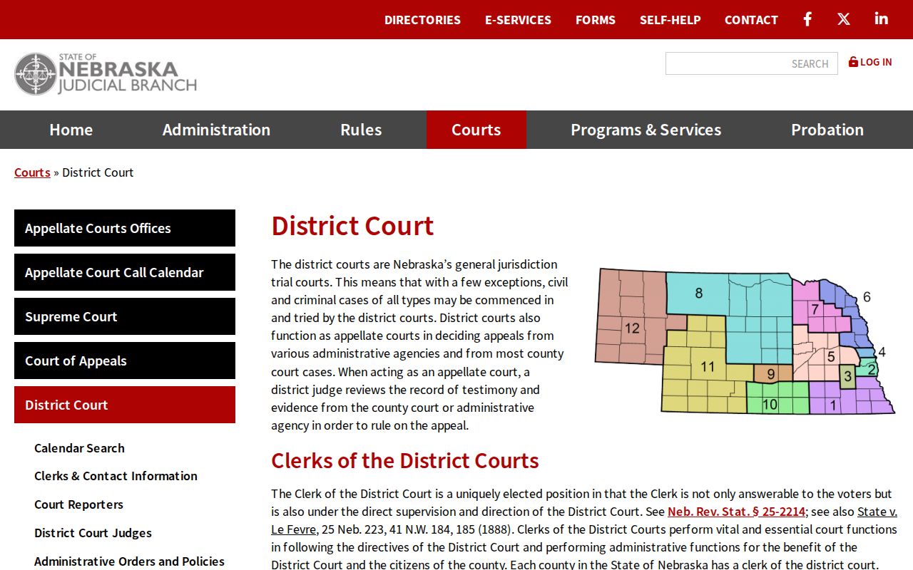 Franklin County civil court docket Nebraska District Court jurisdiction