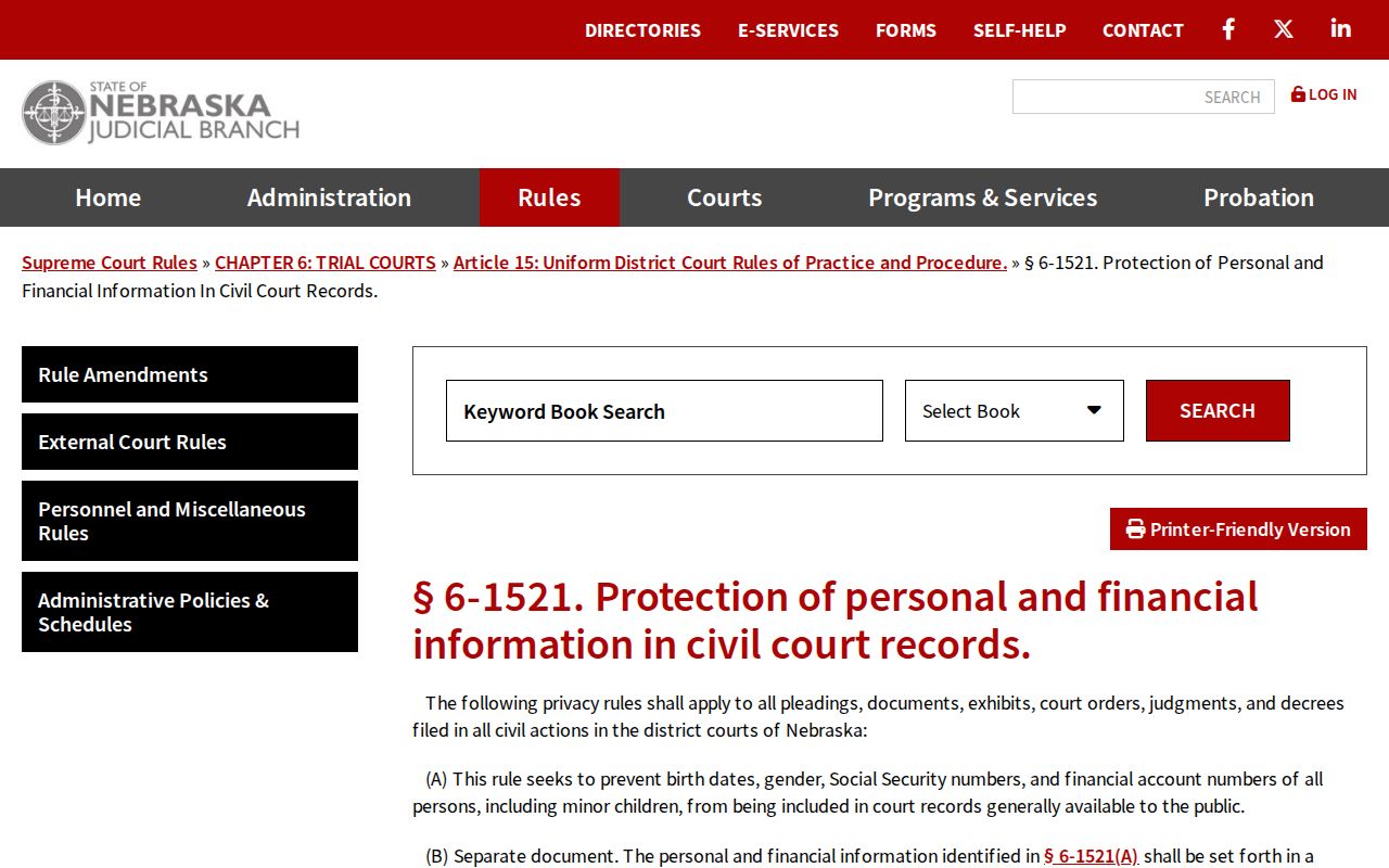 Franklin County civil court docket Rule 6-1521 confidential civil information