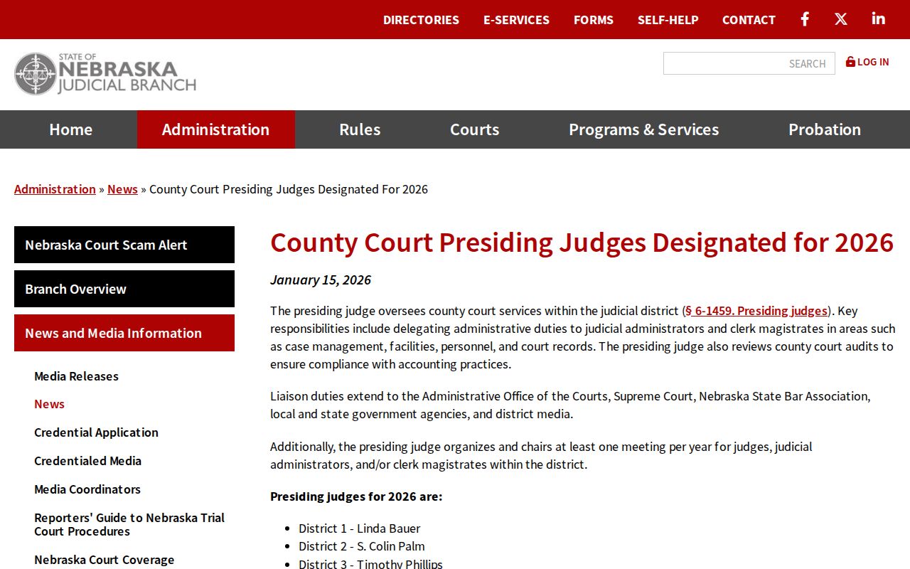Franklin County court schedule county court presiding judge information