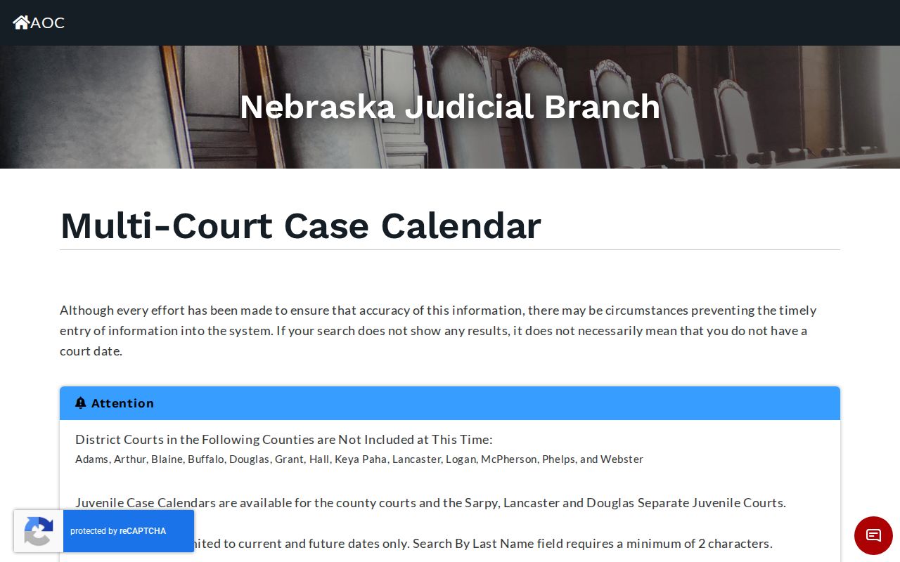 Franklin County court schedule Multi-Court Calendar date and last-name controls