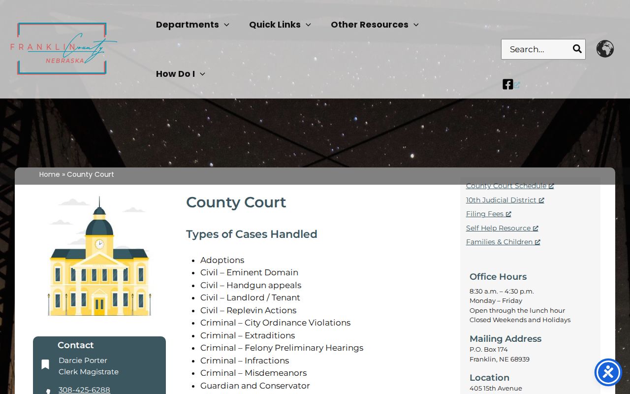 Franklin County criminal court docket county court criminal and traffic routing
