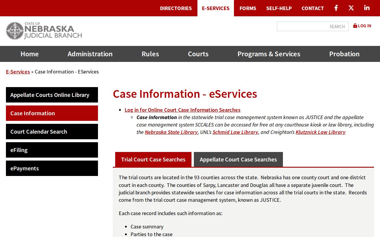 Franklin County criminal court docket Nebraska case information eServices