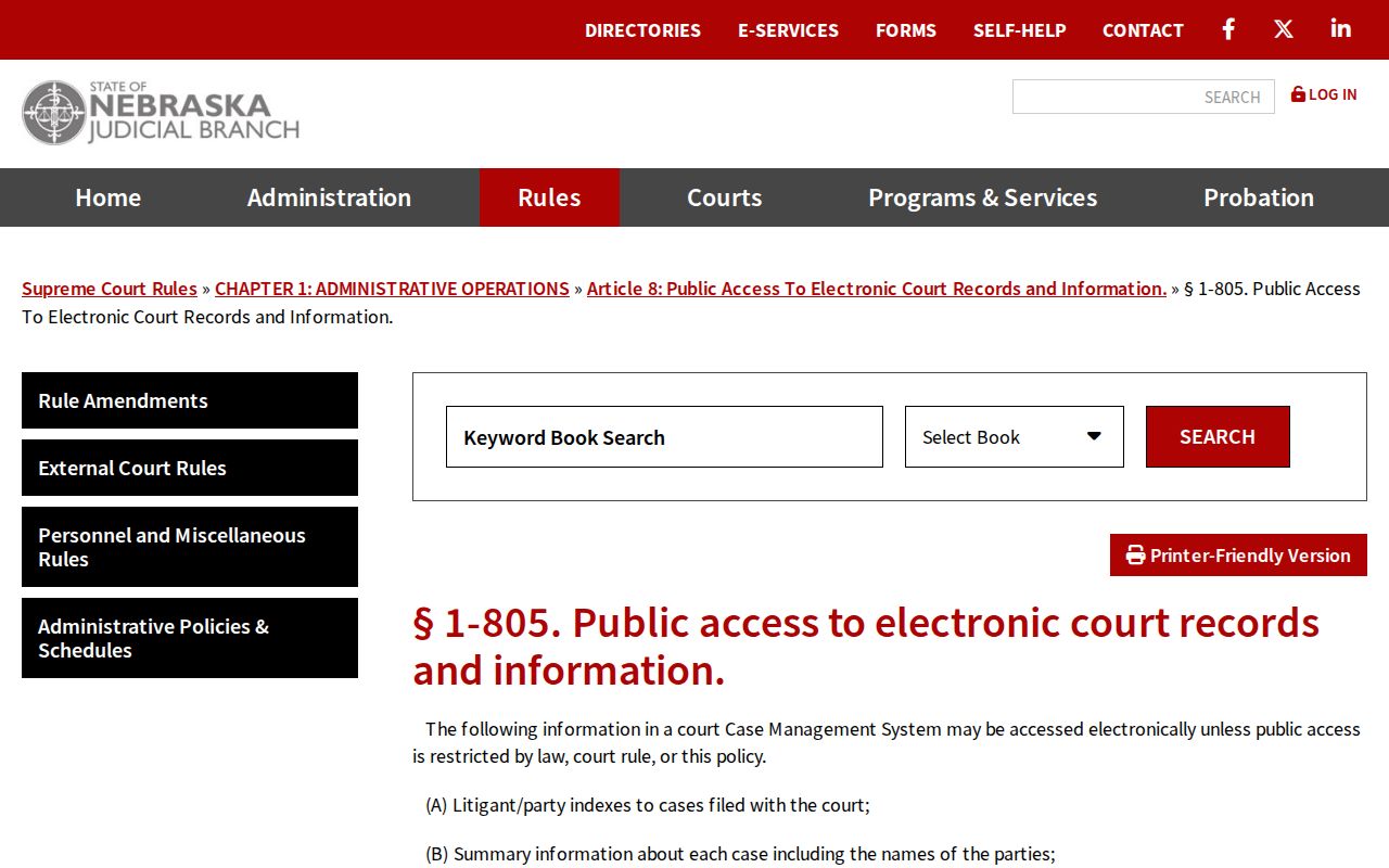 Franklin County criminal court docket Rule 1-805 public electronic information