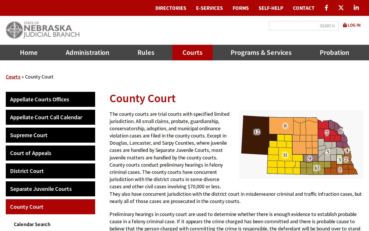 Franklin County case search reference showing Nebraska County Court jurisdiction