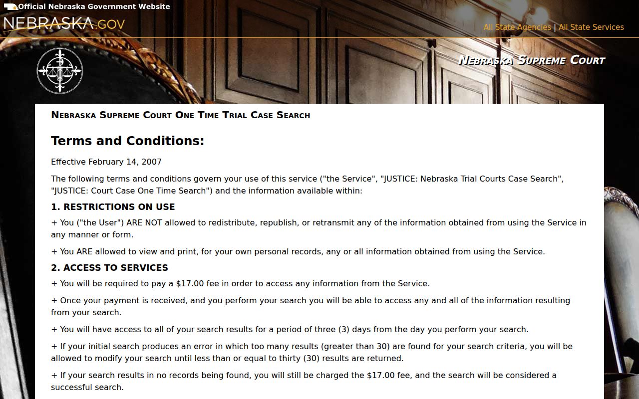 Franklin County docket search reference showing JUSTICE terms and result limits