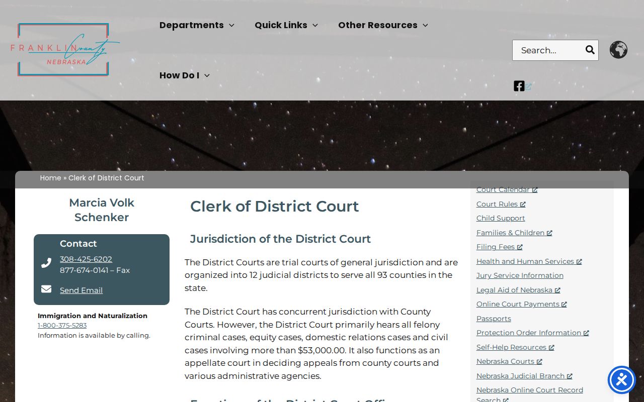 Franklin County court docket district clerk record duties
