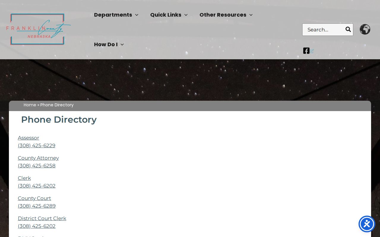 Franklin County court docket phone directory reference