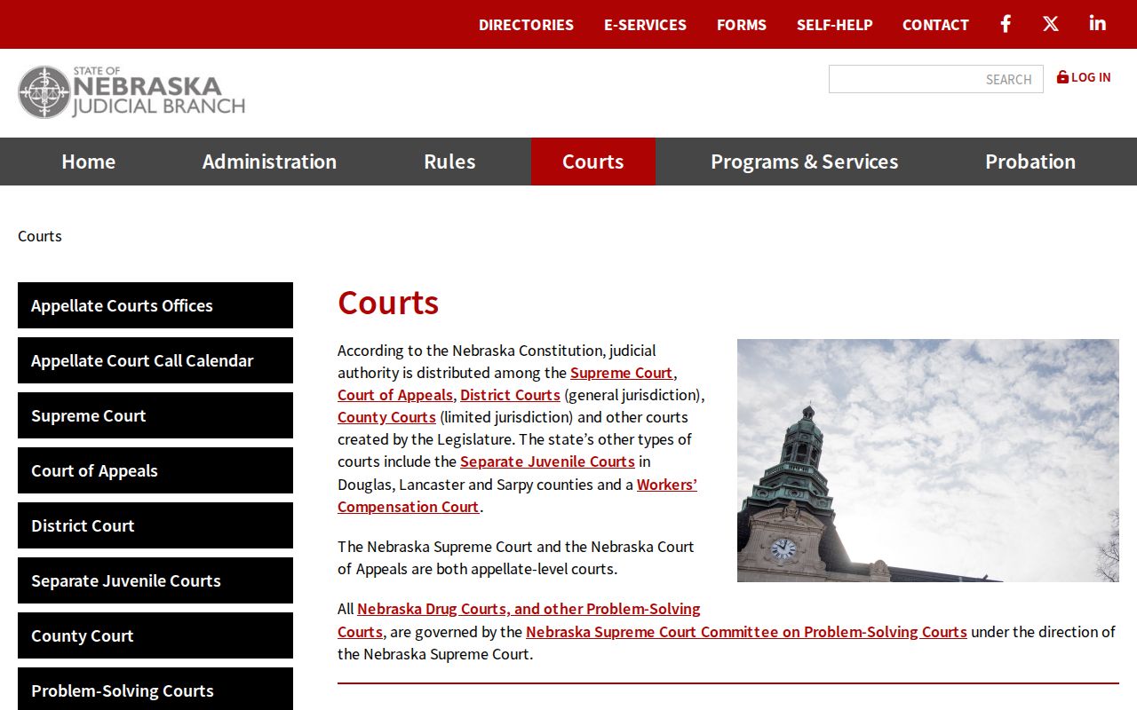 Franklin County court docket reference to Nebraska court structure
