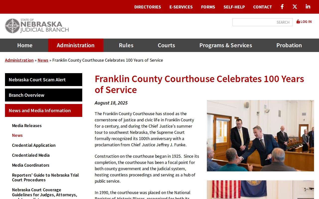 Franklin County court docket courthouse record access context