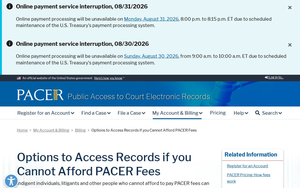 Riverton Court Records: PACER federal access information